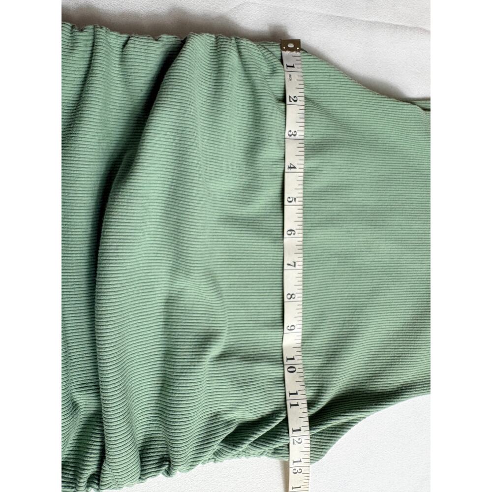 Lulus Over and Over Sage Green Ribbed Drawstring Ruched Bodycon Dress Size M - Picture 8 of 11